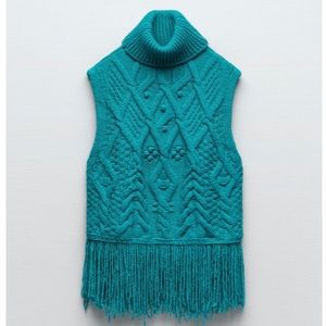 SOLD!!! ZARA FRINGED KNIT VEST bloggers fav